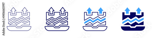 Laptop USB icon in 4 different styles. Thin Line, Line, Bold Line, Duotone. Duotone style. Editable stroke