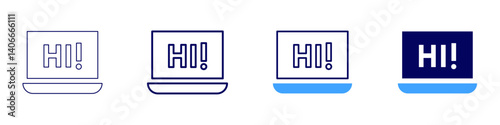 Laptop visuals icon in 4 different styles. Thin Line, Line, Bold Line, Duotone. Duotone style. Editable stroke