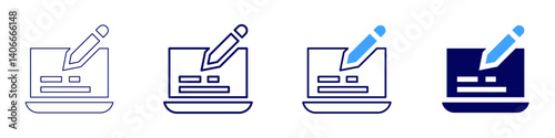 Laptop vision icon in 4 different styles. Thin Line, Line, Bold Line, Duotone. Duotone style. Editable stroke