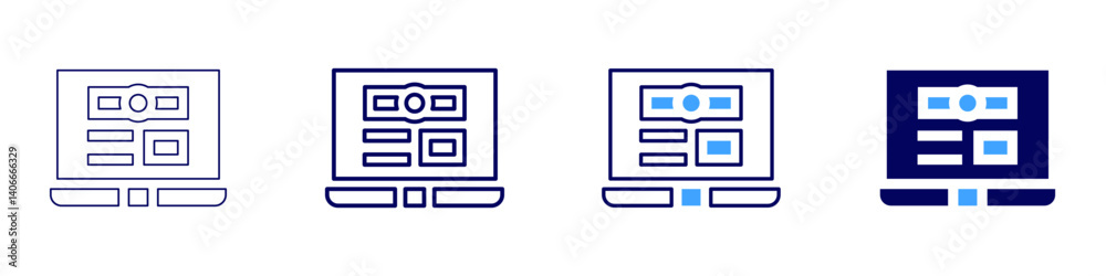 Laptop writing icon in 4 different styles. Thin Line, Line, Bold Line, Duotone. Duotone style. Editable stroke Laptop writing icon in 4 different styles. Thin Line, Line, Bold Line, Duotone. Duotone style. Editable stroke