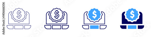 Laptop widgets icon in 4 different styles. Thin Line, Line, Bold Line, Duotone. Duotone style. Editable stroke
