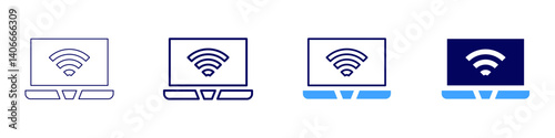 Laptop wellness icon in 4 different styles. Thin Line, Line, Bold Line, Duotone. Duotone style. Editable stroke