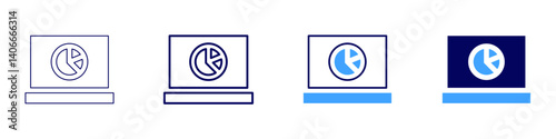 Laptop workflow icon in 4 different styles. Thin Line, Line, Bold Line, Duotone. Duotone style. Editable stroke