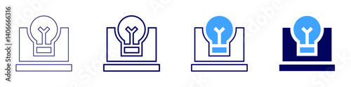 Laptop writer icon in 4 different styles. Thin Line, Line, Bold Line, Duotone. Duotone style. Editable stroke