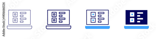 Laptop workspace icon in 4 different styles. Thin Line, Line, Bold Line, Duotone. Duotone style. Editable stroke