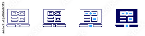 Laptop writing icon in 4 different styles. Thin Line, Line, Bold Line, Duotone. Duotone style. Editable stroke