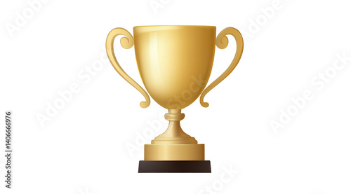 Golden trophy cup icon isolated on transparent background, png 