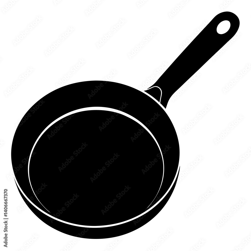 Frying Pan Silhouette Graphic – Crisp Vector on White. Frying Pan Silhouette Graphic – Crisp Vector on White.