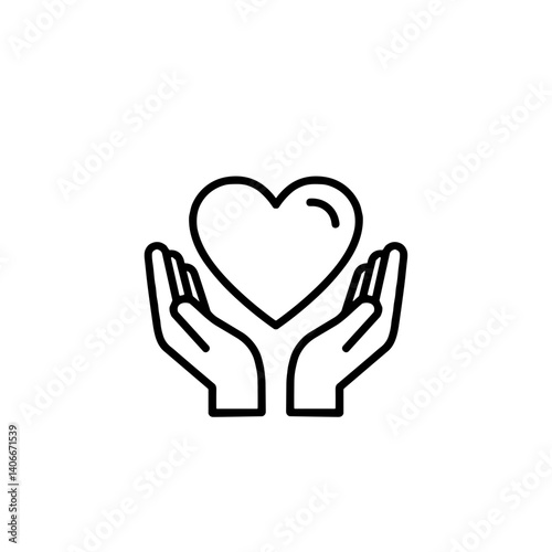 Hands Holding a Heart Icon on a Simple Background  