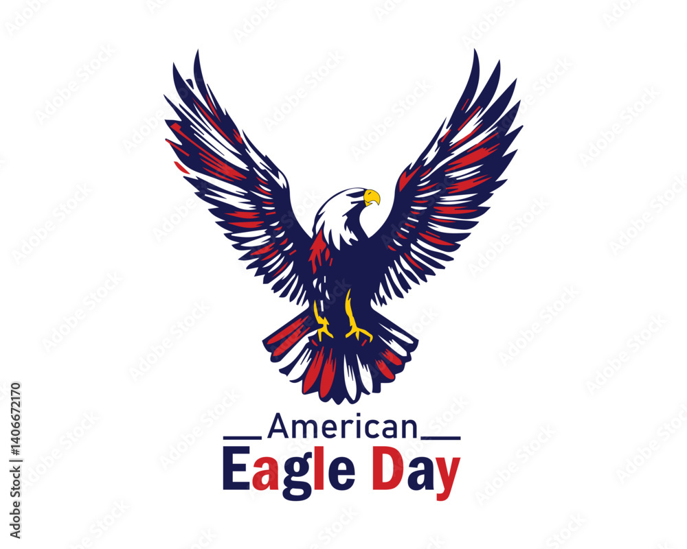 Obraz premium Patriotic Flying American Flag Eagle Vector Illustration