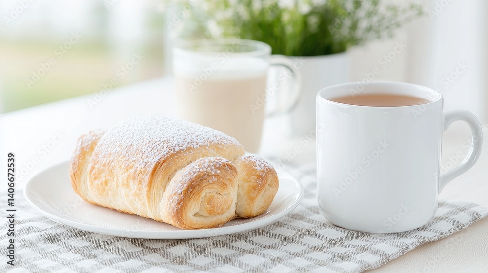 Warm cozy breakfast pastry tea coffee image perfect for food blogs and websites Warm cozy breakfast pastry tea coffee image perfect for food blogs and websites