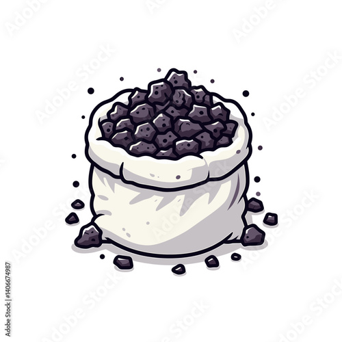 Vector illustration of coffee beans in white sack, ideal for cafe branding and specialty coffee marketing