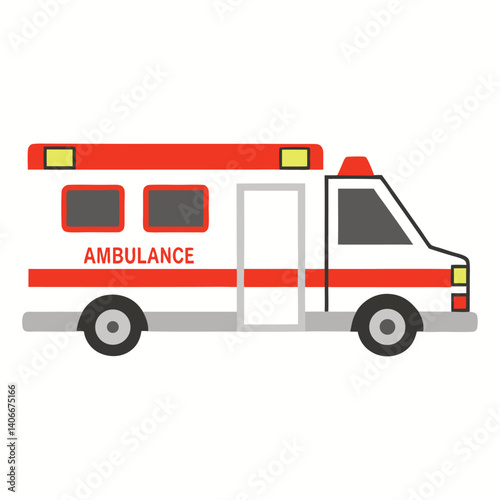Flat Vector Graphic Of An Ambulance Car Emergency Medical Service Vehicle