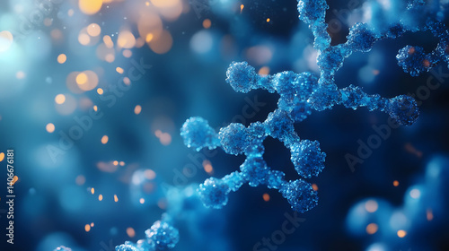 Monoclonal Antibody. Blue Molecular Structure Illustration for Cancer Treatment