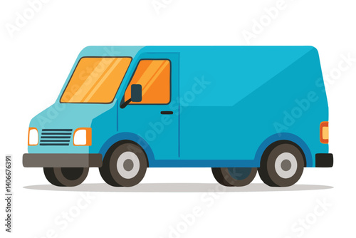 Light Blue Delivery Van Illustration Ideal For Logistics And Transportation Designs