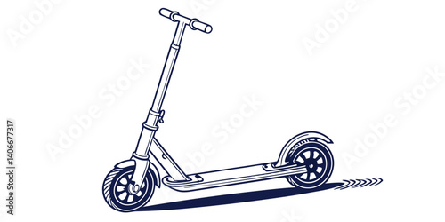 Stylish Blue Scooter Illustration Isolated On White Background For Urban Mobility