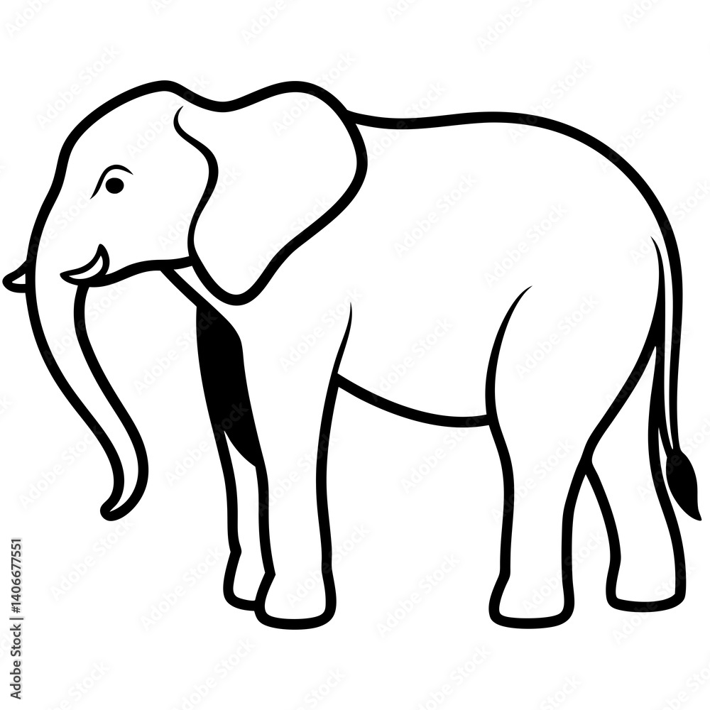 Fototapeta premium AI Generated African Bush Elephant Vector Silhouette Isolate White Background