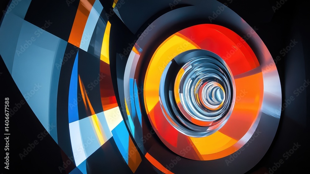 Fototapeta premium Abstract design featuring concentric circles and vibrant colors.