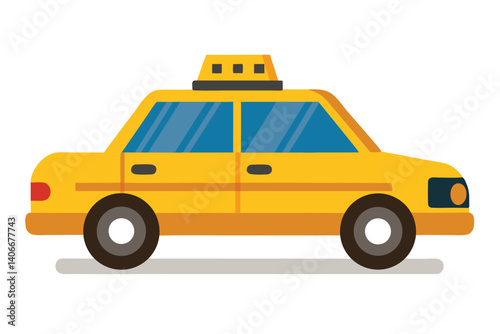 Yellow Taxi Cab Vector Illustration Simple Design Transportation Icon