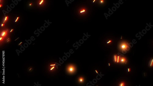 Fire Flames Sparks Flickering on Green Screen and Black Background, Flying Fire Effect