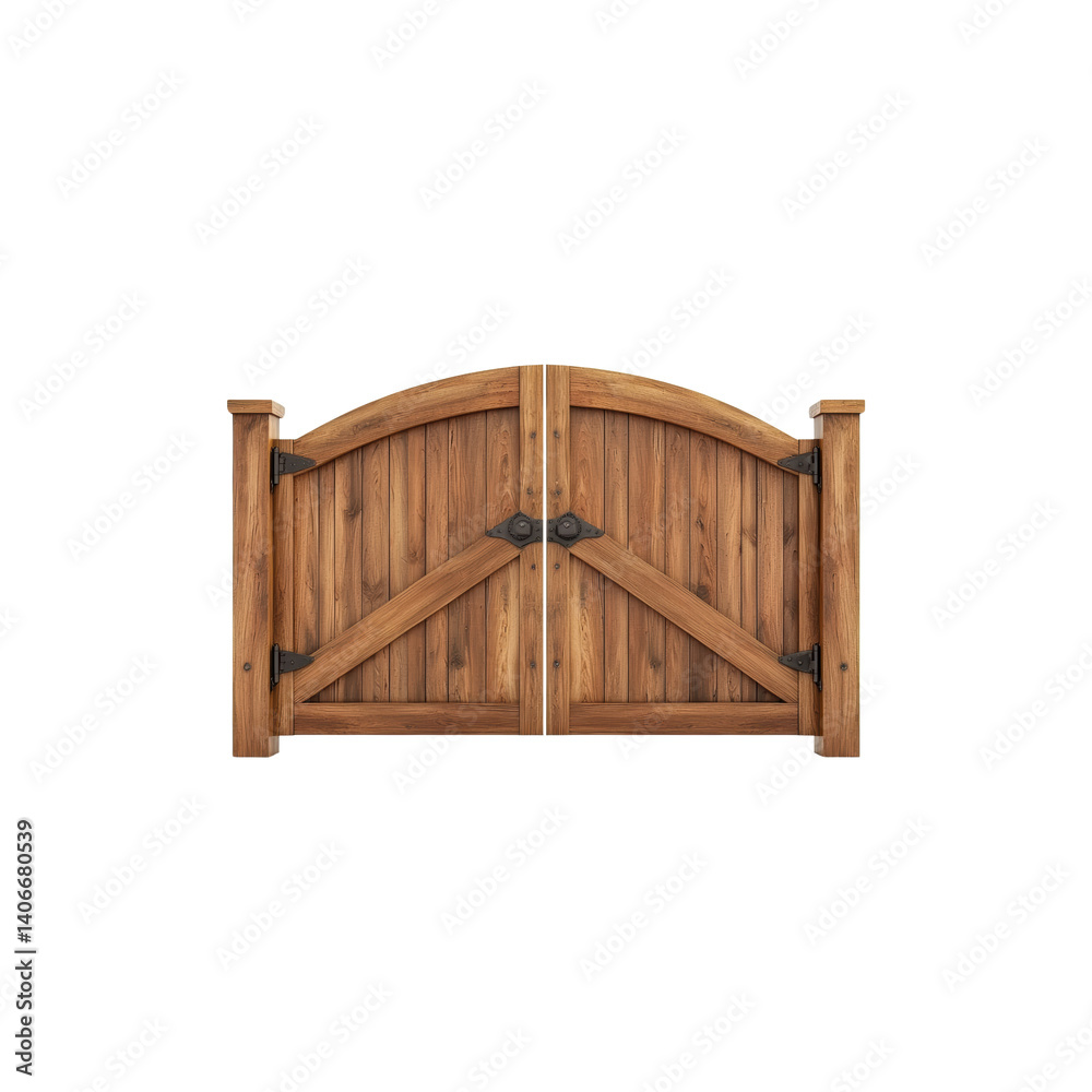 Wooden Garden Gate with Rustic Design and Metal Accents Wooden Garden Gate with Rustic Design and Metal Accents