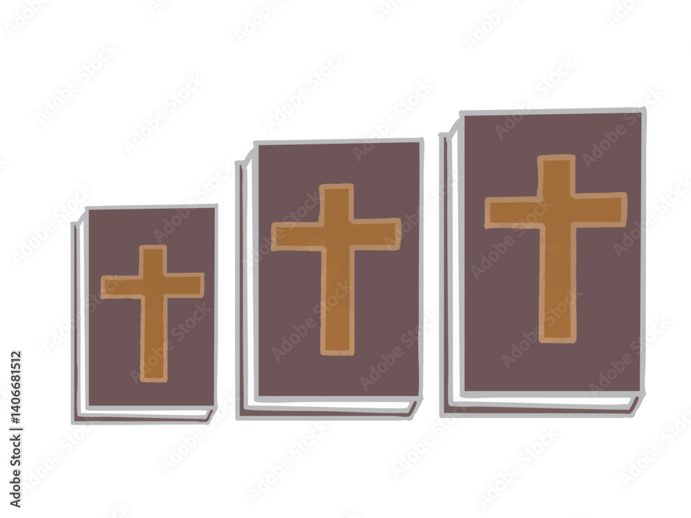 Obraz premium Illustration of large, medium and small Bibles lined up