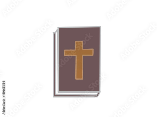 A book of the Bible with a picture of a cross