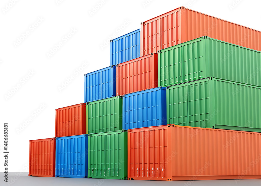Stack of colorful shipping containers. Stack of colorful shipping containers.