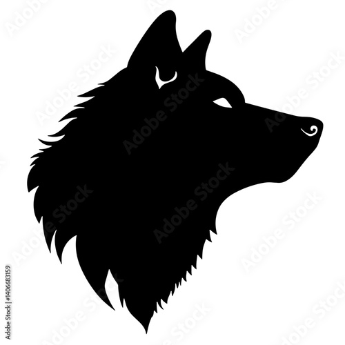 Single one of head Silhouette wolf vector illustration wildlife animal.