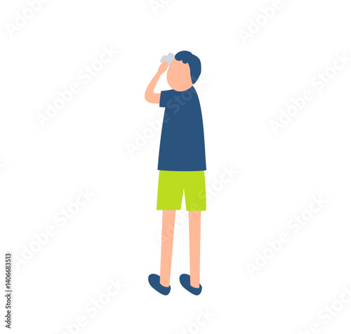 双眼鏡で観察する男性のイラスト