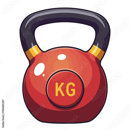 Flat Illustration Vector Red Kettlebell Illustration with Handle for Fitness and Exercise