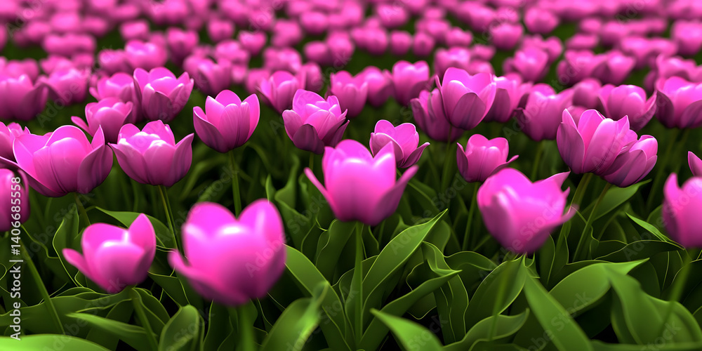Obraz premium Pink Tulips Bloom Beautifully Outdoors