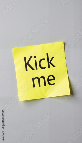 Bright yellow sticky note with 