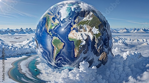 planet earth in snow,Green Future Ahead: Earth Day Symbolism in Clean Energy