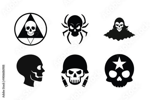 Skull  silhouette vector bundle  illustration