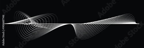 Digital sound equalizer . Audio signal frequency signal . Abstract flow linear fluid wavy shape . Acoustic volume lines .Curved lines pattern . Music sound wave . Vector illustration

