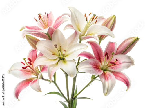 Beautiful lilies bloom gracefully, showcasing their vibrant colors and delicate petals, creating stunning floral arrangement