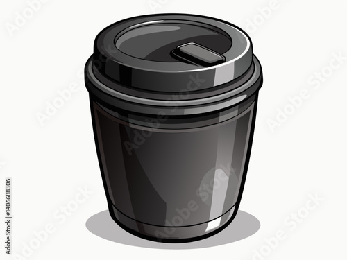 A high-quality vector illustration of a black silicone lid for a travel mug, isolated on a white background, functional and sleek