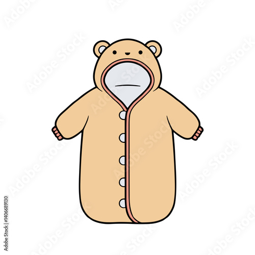 Cute bear-themed baby sleeping bag illustration  