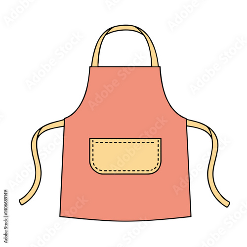 Apron design in pastel colors with pocket and straps  