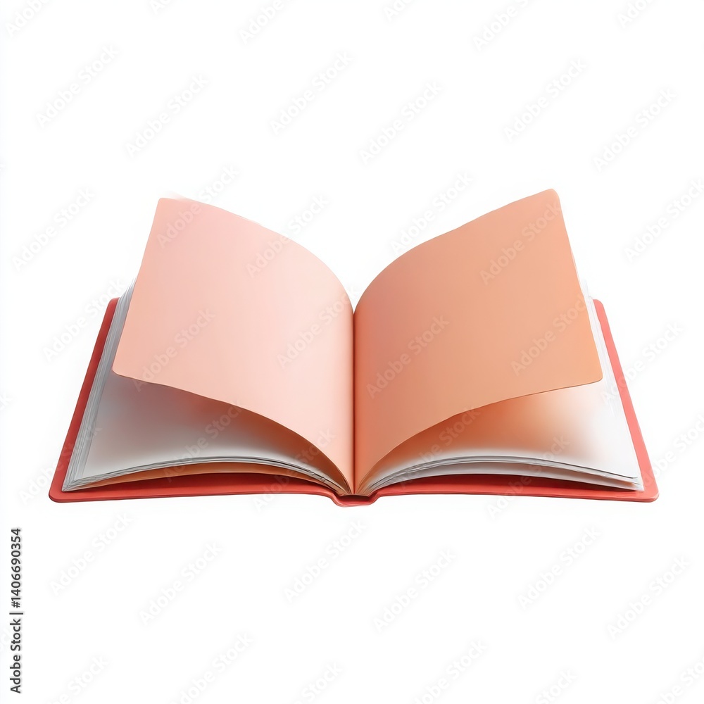 Open book with peach pages on white background Open book with peach pages on white background