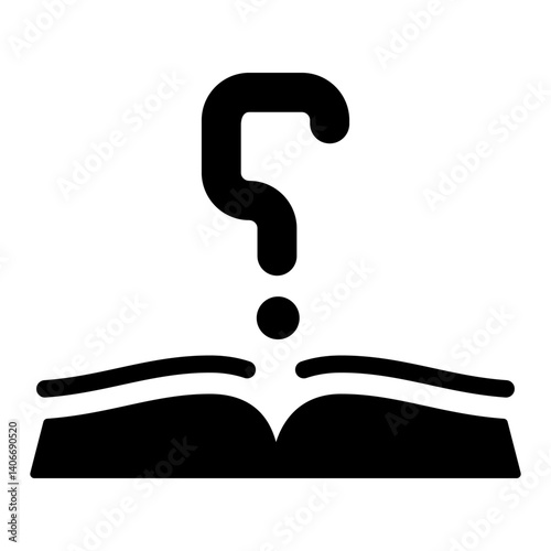 Question and book solid icon, knowledge concept. Vector graphics. Textbook, education sign on white background, glyph style mobile or design.