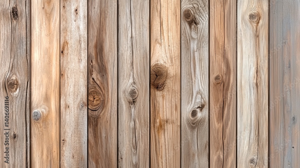 Fototapeta premium A seamless texture of weathered reclaimed wood, showcasing aged textures, splinters, and knots, perfect for rustic or vintage-themed designs.