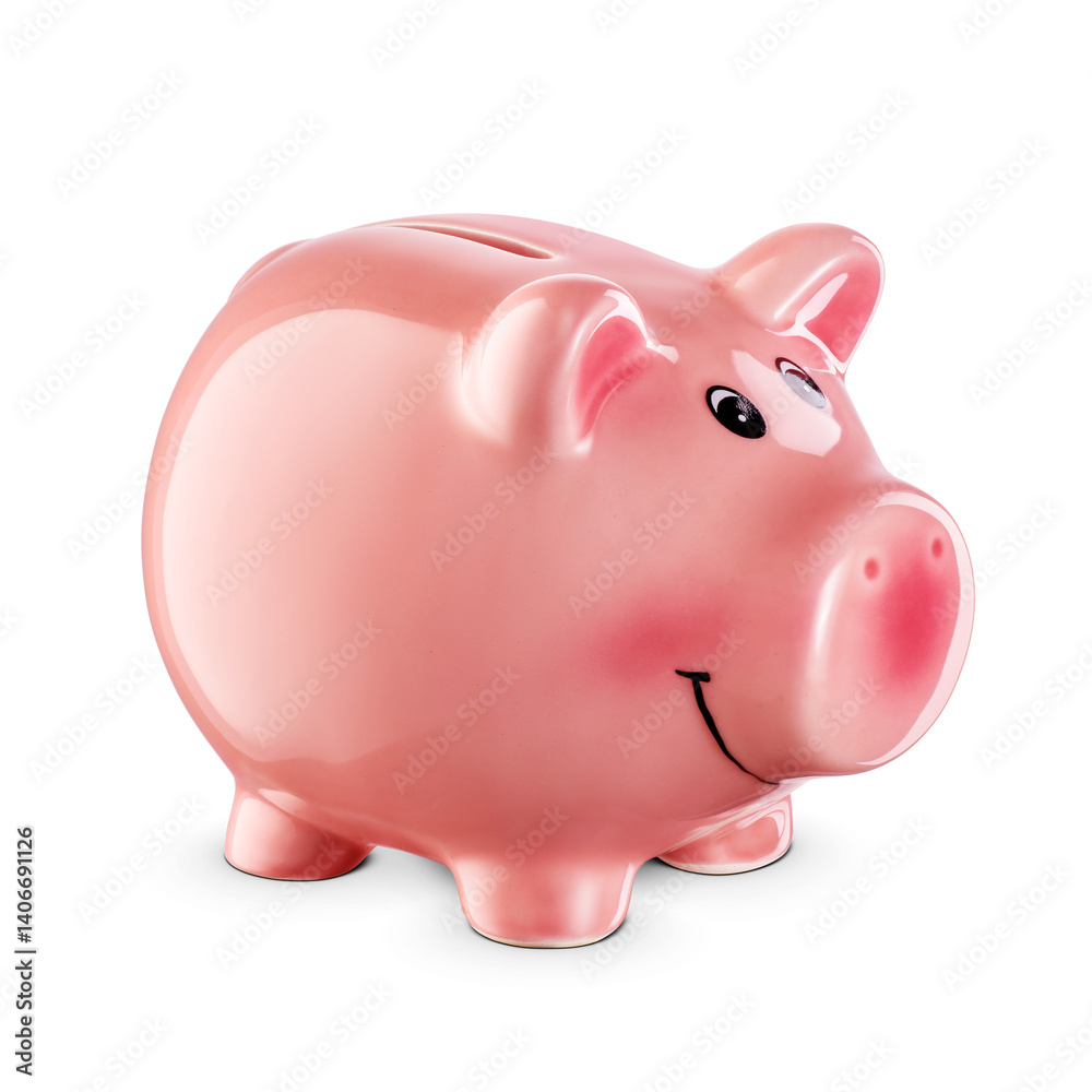 Pink porcelain piggy bank isolated. Transparent PNG image. Pink porcelain piggy bank isolated. Transparent PNG image.
