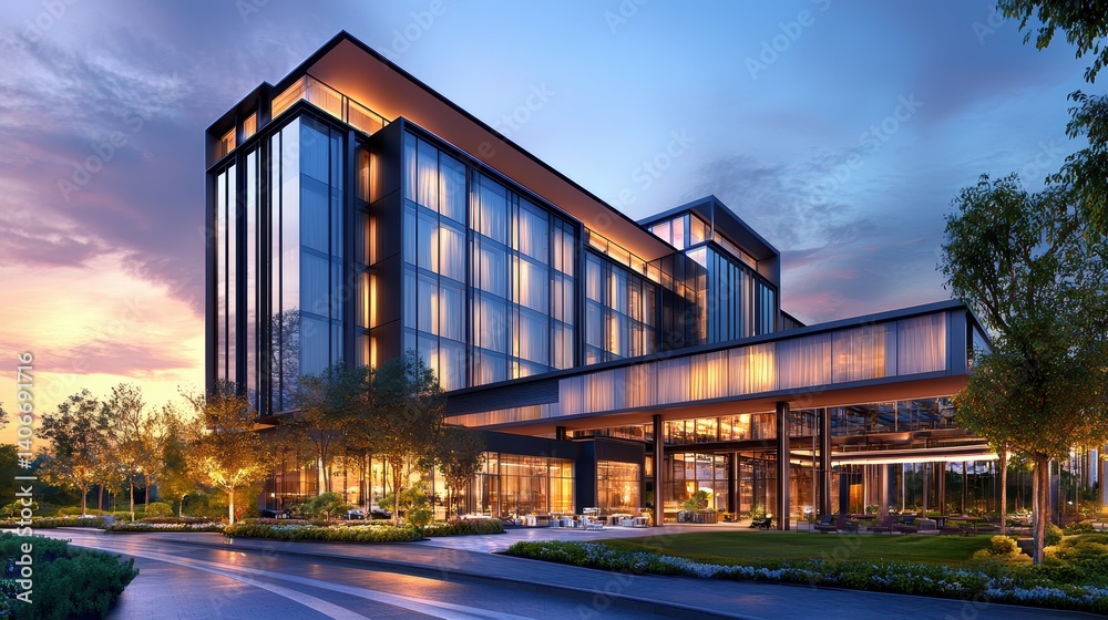A sleek luxury hotel with contemporary design, large glass walls, and premium finishes, reflecting high-end hospitality and modern architecture. A sleek luxury hotel with contemporary design, large glass walls, and premium finishes, reflecting high-end hospitality and modern architecture.