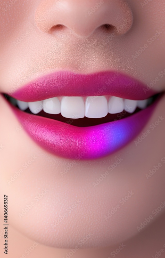 Obraz premium close up of a woman lips with braces