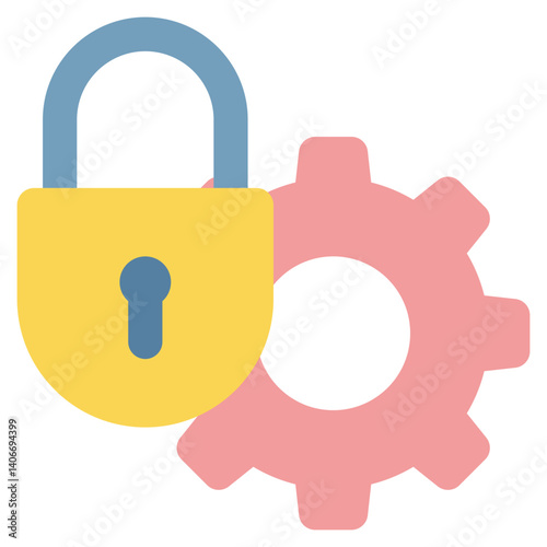 key lock gear wheel setting protection flat style icon