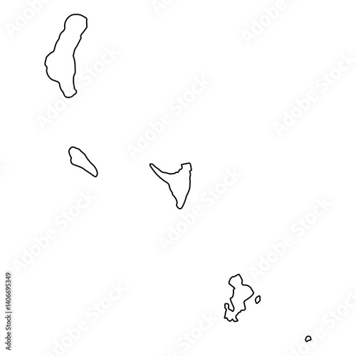 Outlined map of Comoros islands with simple black contours