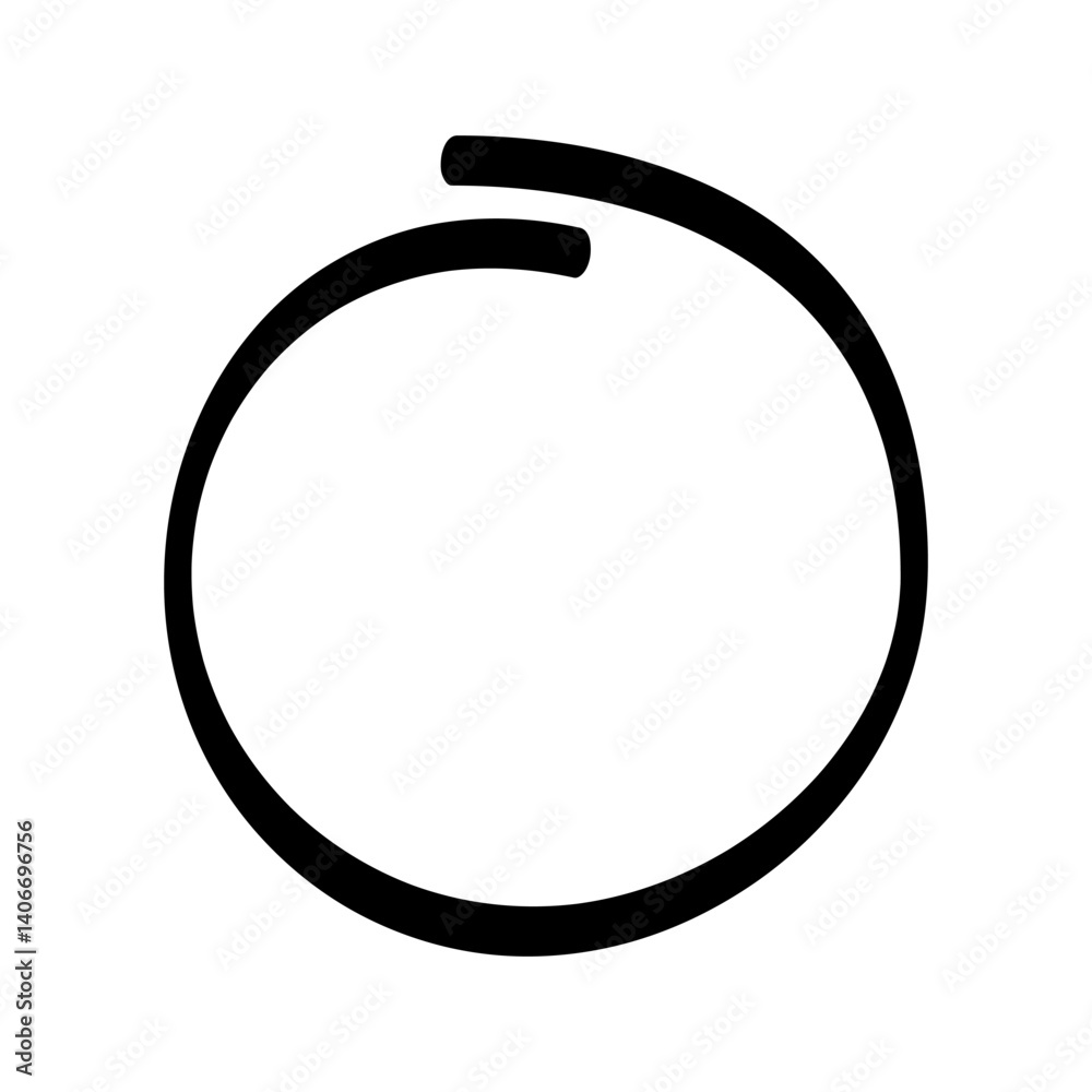 Hand drawn circle simple bold, incomplete loop Hand drawn circle simple bold, incomplete loop