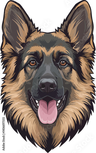 German Shepherd Vector Illustration on White Background, Breed Art.